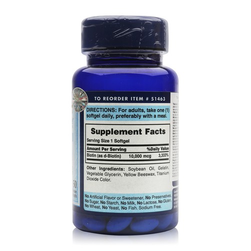 Ảnh Viên uống hỗ trợ giảm rụng tóc, mọc tóc mới, kiềm dầu da Puritan's Pride- biotin 10000mcg 50 viên 1