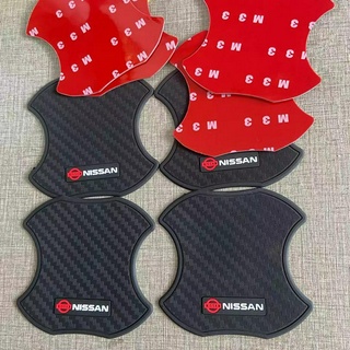 Bộ 4 Miếng Dán Tay Nắm Cửa Xe Hơi Bằng Cao Su Họa Tiết Sợi carbon Cho Toyota Honda Nissan