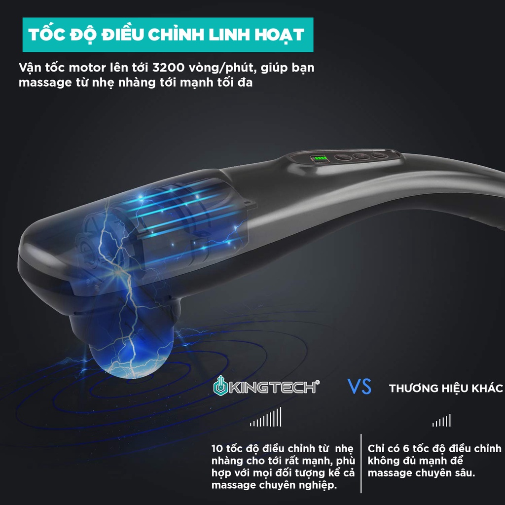 Ảnh Máy Massage Cầm Tay KINGTECH KT-1768 Mát Xa Toàn Thân - Chuyên Sâu Vai Cổ, Chân, Lưng, Tay, Giảm Đau Cứng Cơ 4