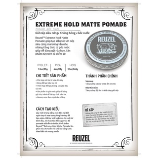 [ Full Size ] Sáp Vuốt Tóc Nam REUZEL Extreme Hold Matte Pomade