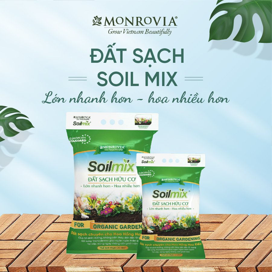 Ảnh Đất trồng cây Soilmix MONROVIA cho kiểng lá, hoa hồng, sen đá, rau hữu cơ, bổ sung nấm đối kháng, đá perlite 3