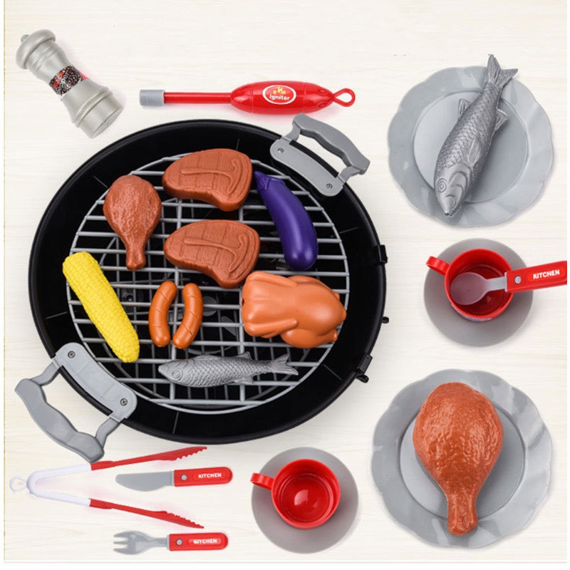 FL Interactive Giả vờ chơi Mô hình nướng BBQ Bộ đồ chơi nhà bếp cho vai trò fo