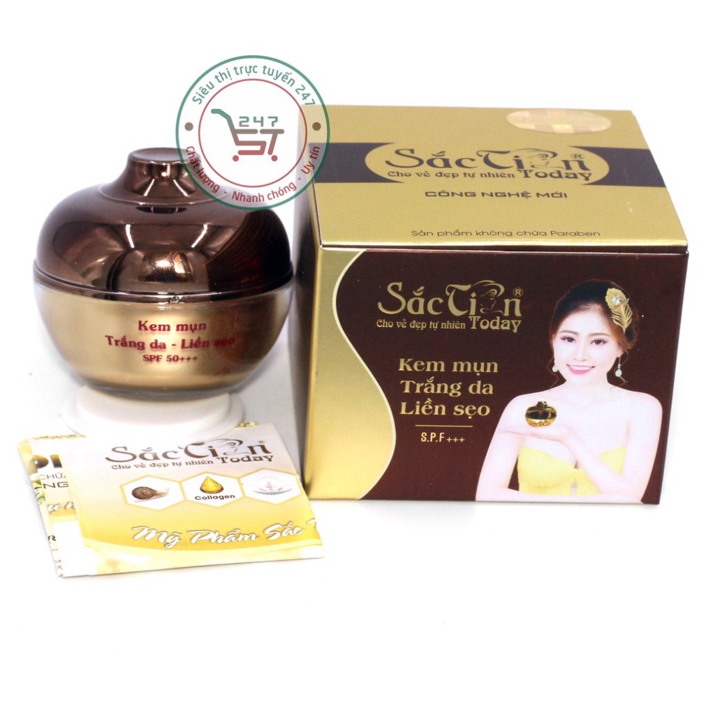 Kem Mụn Trắng da liền Sẹo Se khít lỗ chân lông ban ngày và ban đêm Sắc tiên Today (nâu-vàng)