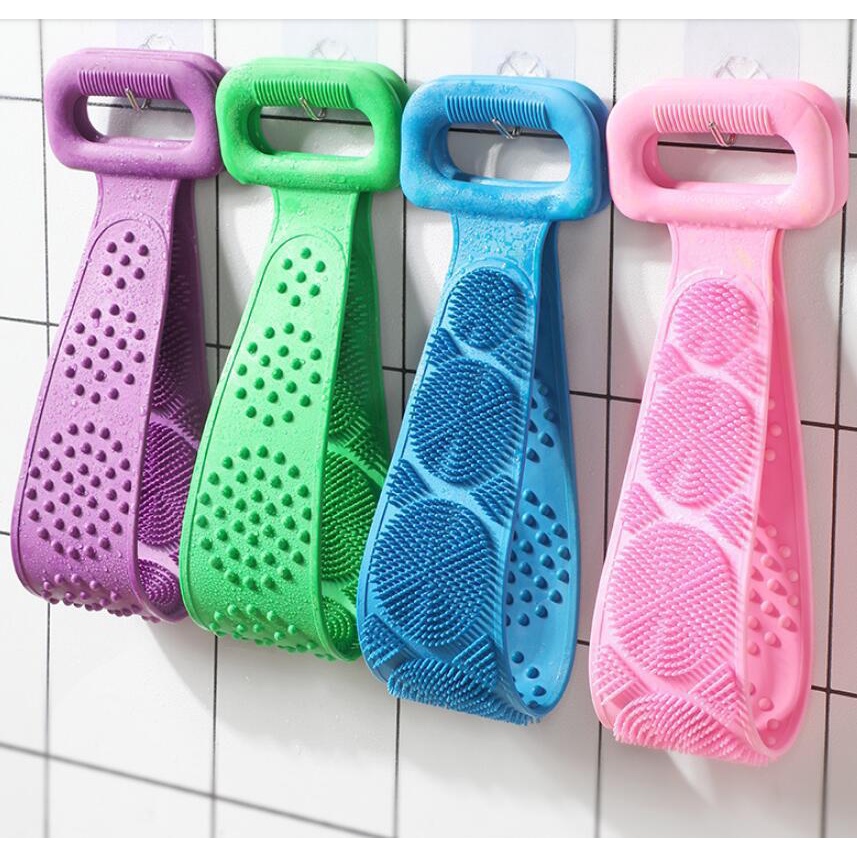 Dây Tắm Chà Lưng Silicon Dây Chà lưng Tắm 2 Mặt Massage, Dây chà lưng tắm 2 mặt silicone mềm siêu tiện lợi