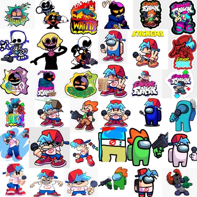 Hình dán Sticker Game Friday Night funkin 30-60 cái ép lụa khác nhau ...
