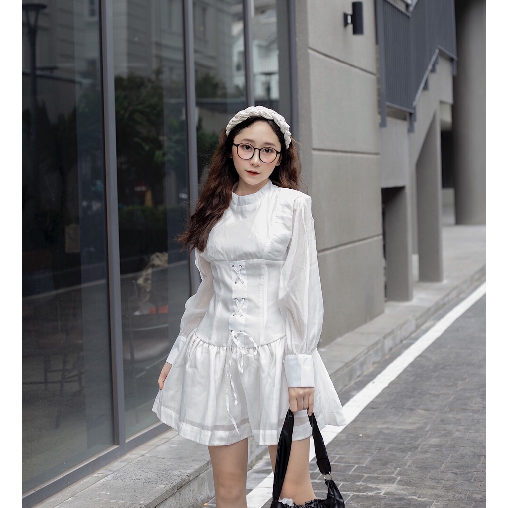 ĐẦM TRẮNG TAY BỒNG ÔM EO HIỆN ĐẠI - JOYCE DRESS