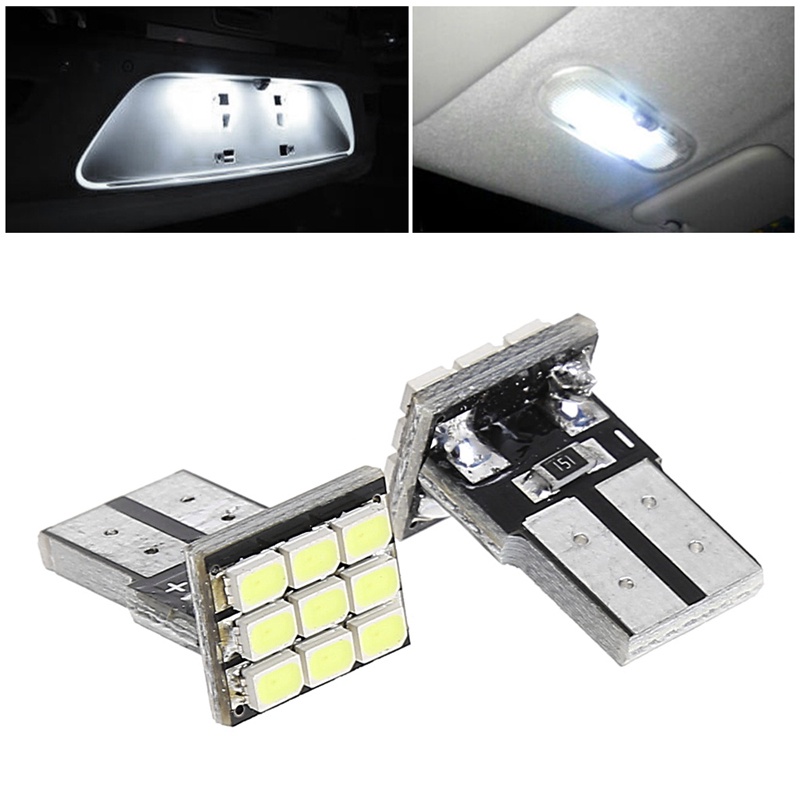 Mon 2 Bóng Đèn LED Cho Đèn Pha Ô Tô T10 194 168 W5W 9 LED SMD Bóng Đèn FogLamp Sáng