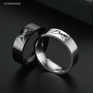 Nhẫn Cặp Đôi Khắc Chữ I Love You Bằng Thép Không Gỉ Đơn Giản Thời Trang