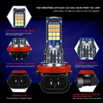 2 pc đèn LED sương mù 2 màu 24SMD H8 H11 H3 H4 H7 9005 HB3 9006 HB4 H16 P13W đèn sương mù ô tô — ảnh 3