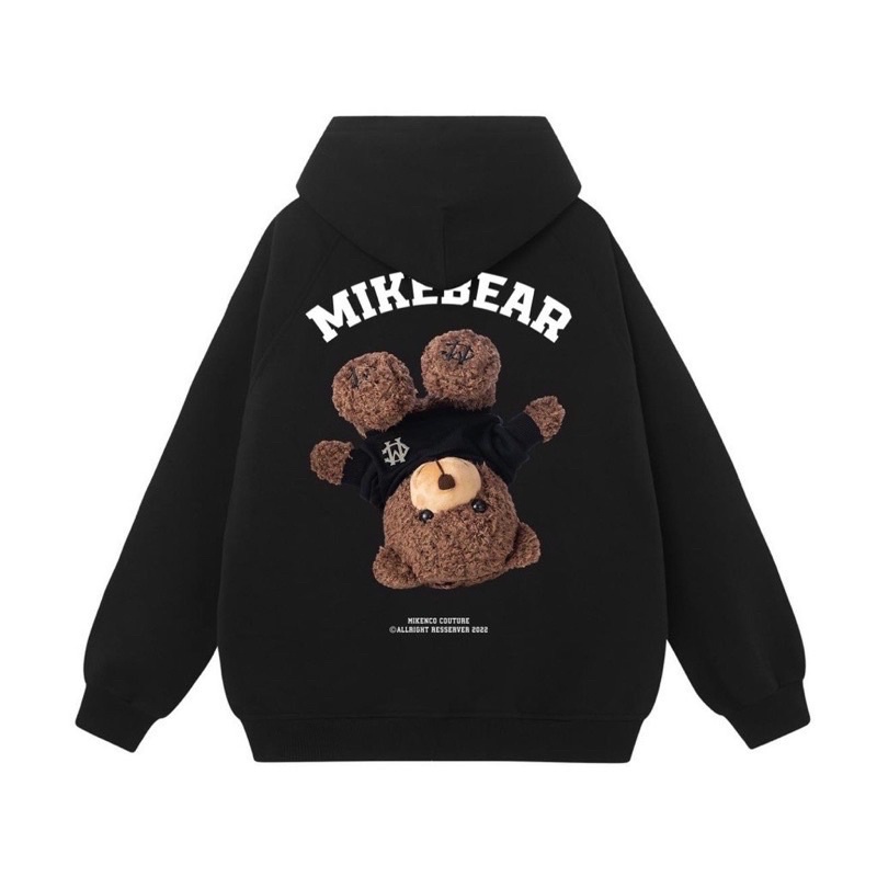 Áo Hoodie Nỉ Bông Gấu Ngược Mikenbearr Mũ Hai Lớp Rộng Dày Dặn Kiểu Dáng Ulzzang Phong Cách Hàn Quốc
