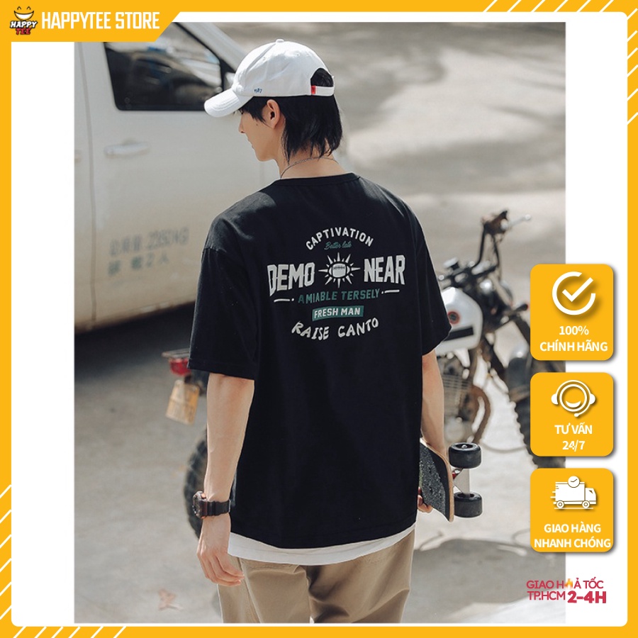 Áo thun nam tay lỡ HappyFamily tay lỡ Trẻ Trung DEMONEAR Chất vải cotton 100 cao cấp