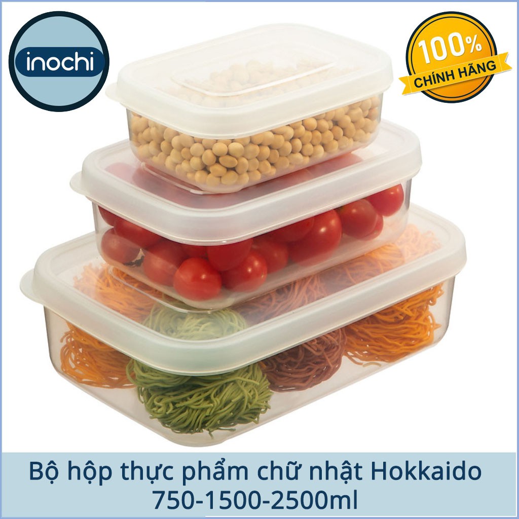 Bộ 3 hộp nhựa đựng thực phẩm chữ nhật cao cấp Inochi Hokkaido 750-1500 ...