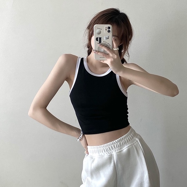 [Có sẵn] Áo Ba Lỗ Croptop Phối Viền RANSHI Hot Trend Siêu Xinh Chất Mát Dễ Dàng Phối Đồ Quanh Năm - RA062