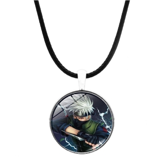 Vòng cổ mặt dây chuyền G13 Naruto Hatake Kakashi với dây da và đá quý thời thượng, phù hợp làm quà tặng