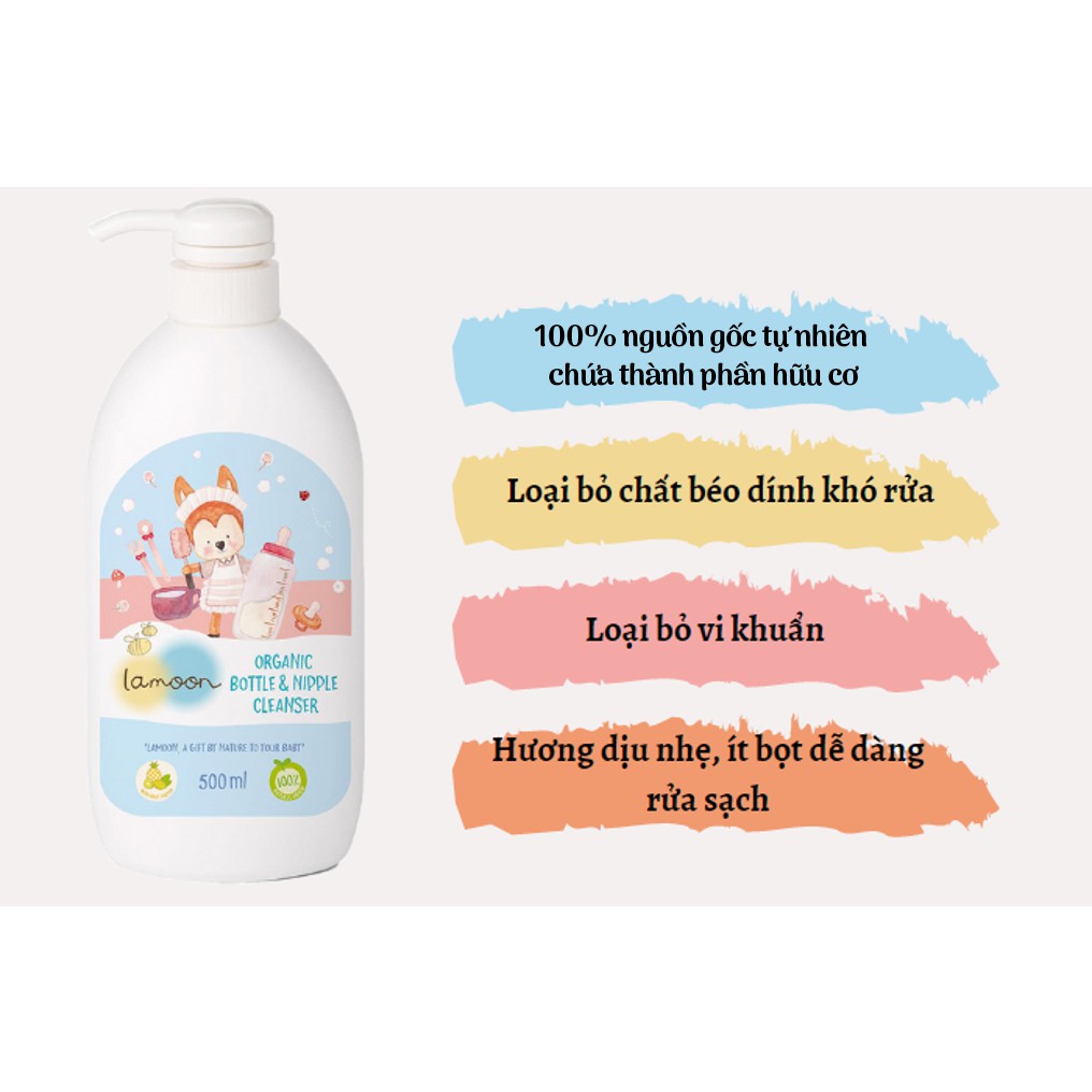 Ảnh Nước rửa bình sữa Organic cho bé Lamoon - Túi 450ml 2