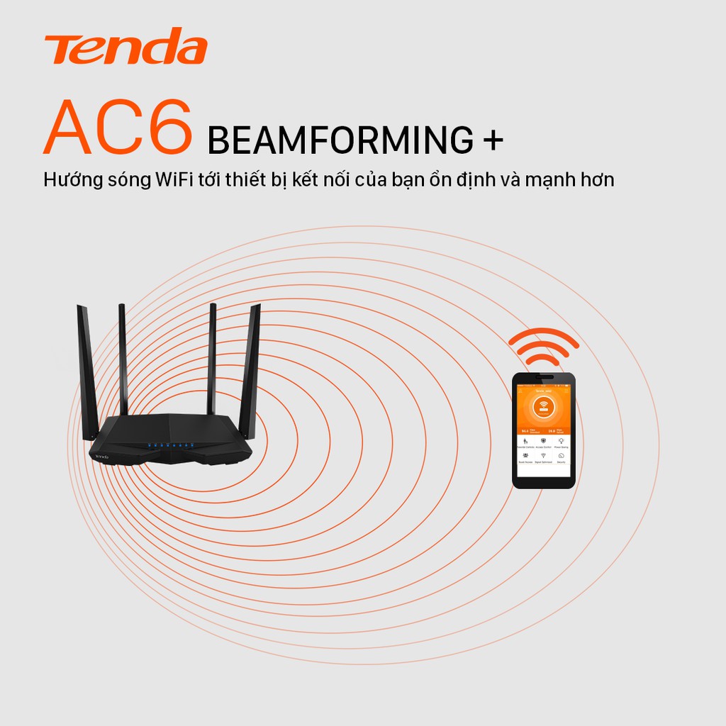 Ảnh Bộ phát Wifi Tenda AC6 Băng Tần Kép Chuẩn AC 1200Mbps - Hàng Chính Hãng 3