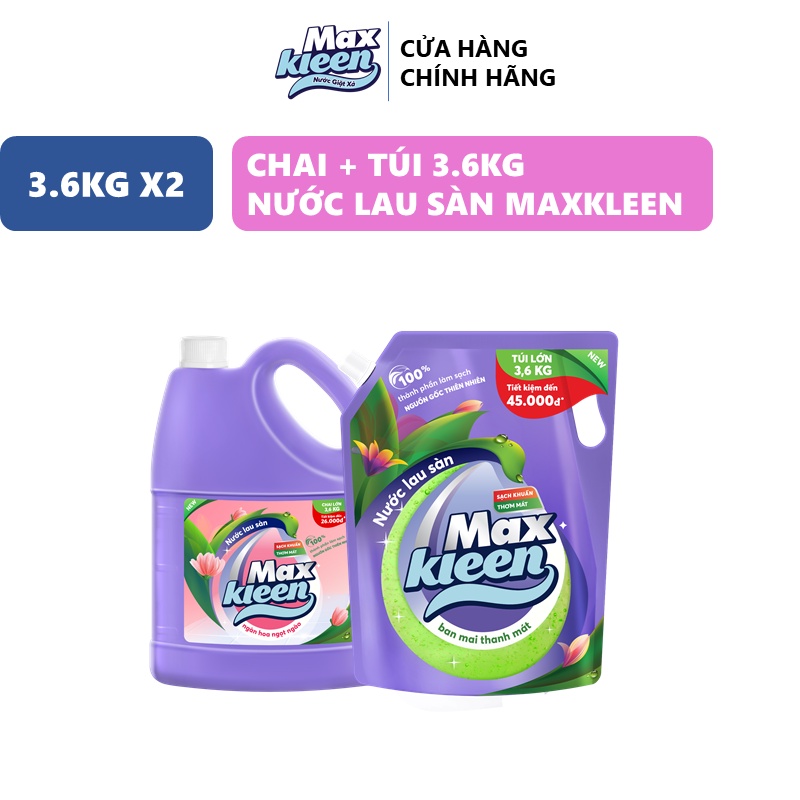 Ảnh Combo Chai Lau Sàn MaxKleen Ngọt ngào 3.6kg + Túi Lau Sàn Ban mai 3.6kg 2