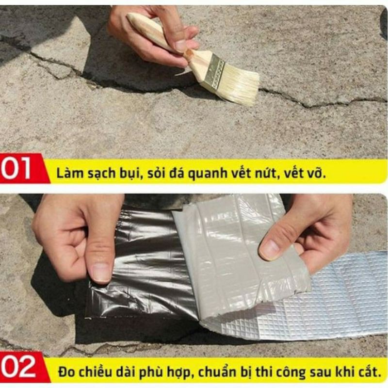Băng Keo Chống Thấm Nhật Bản SAKIO chống thấm trên mọi bề mặt mái tôn trần sàn xịt, Miếng Dán Chống Thấm Dột TABISO