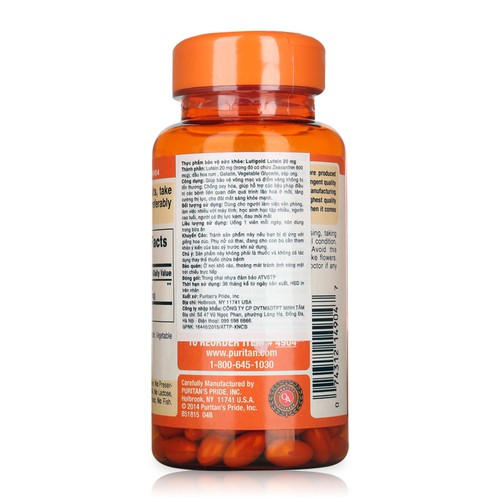 Ảnh Viên bổ mắt, tăng cường thị lực mỏi mắt, khô mắt Puritan's Pride Lutein 20mg 120 viên 2