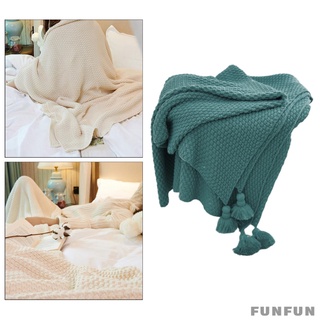 Chăn dệt kim mềm mại ấm áp đính tua rua nhẹ trang trí dành cho đi văng giường ngủ sofa tất cả các mùa