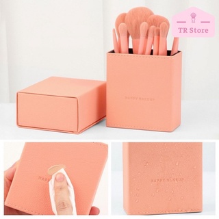 [Không cọ] Hộp đựng cọ cao cấp nắp nam châm Happy Makeup chống bụi màu cam đào
