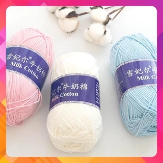 [LOẠI 1] Len Milk Cotton 100g mác xanh  (bảng màu 1-50) - XueFeiEr an toàn cho bé, không bai nhão, xù lông