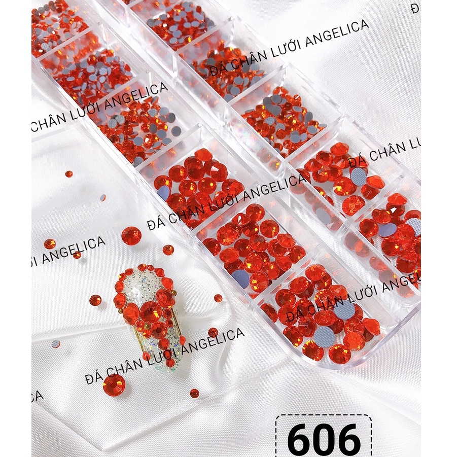 Đá chân lưới nail 12 khía màu cam cháy hyacinth đính móng ANGELICA 606