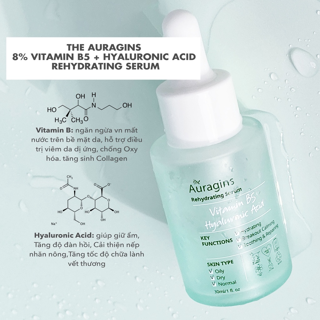Mô tả Tinh Chất Cấp Ẩm The Auragins 8% Vitamin B5 & Hyaluronic Acid Serum 30ml - 2