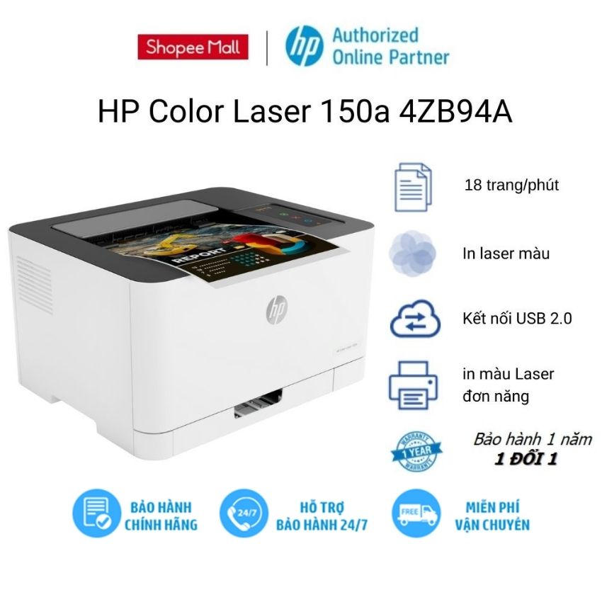 [Mã ELHPPK giảm đến 500K] Máy in Laser màu HP Color LaserJet Pro 150a (4ZB94A)