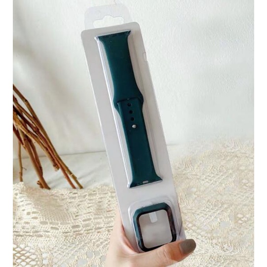 Ốp Kính + Dây Đeo Cho Đồng Hồ Series 7 45mm Band Case 41mm 44mm 42mm 40mm Dây Đeo Vòng Tay Thể Thao Silicon Dây Đeo Đồng Hồ Cho 45mm 38mm Bảo Vệ Màn Hình