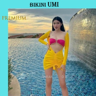 BIKINI SÉT 3 MÓN QUẦN VÀNG KÈM ÁO HỒNG BIKINISTORE