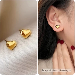 Khuyên tai titan nữ không gỉ hình trái tim phong cách thời trang đơn giản tinh tế