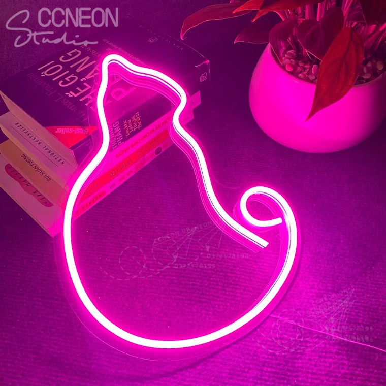 Đèn Led Neon Trang Trí Hình Mèo [ Mẫu 11] kích thước 33x24 cm