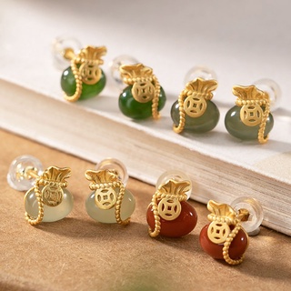 Khuyên Tai Bạc 925 Hình Túi Tiền May Mắn Thời Trang