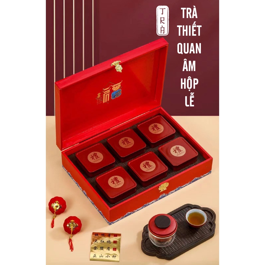 Trà thiết quan âm 60 gói 8gr hộp cứng mỗi hộp thiết 10 gói nguyên hộp 6 hộp thiếc