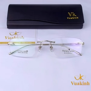 Gọng kính cận khoan bắt vít titanium peterson TT33