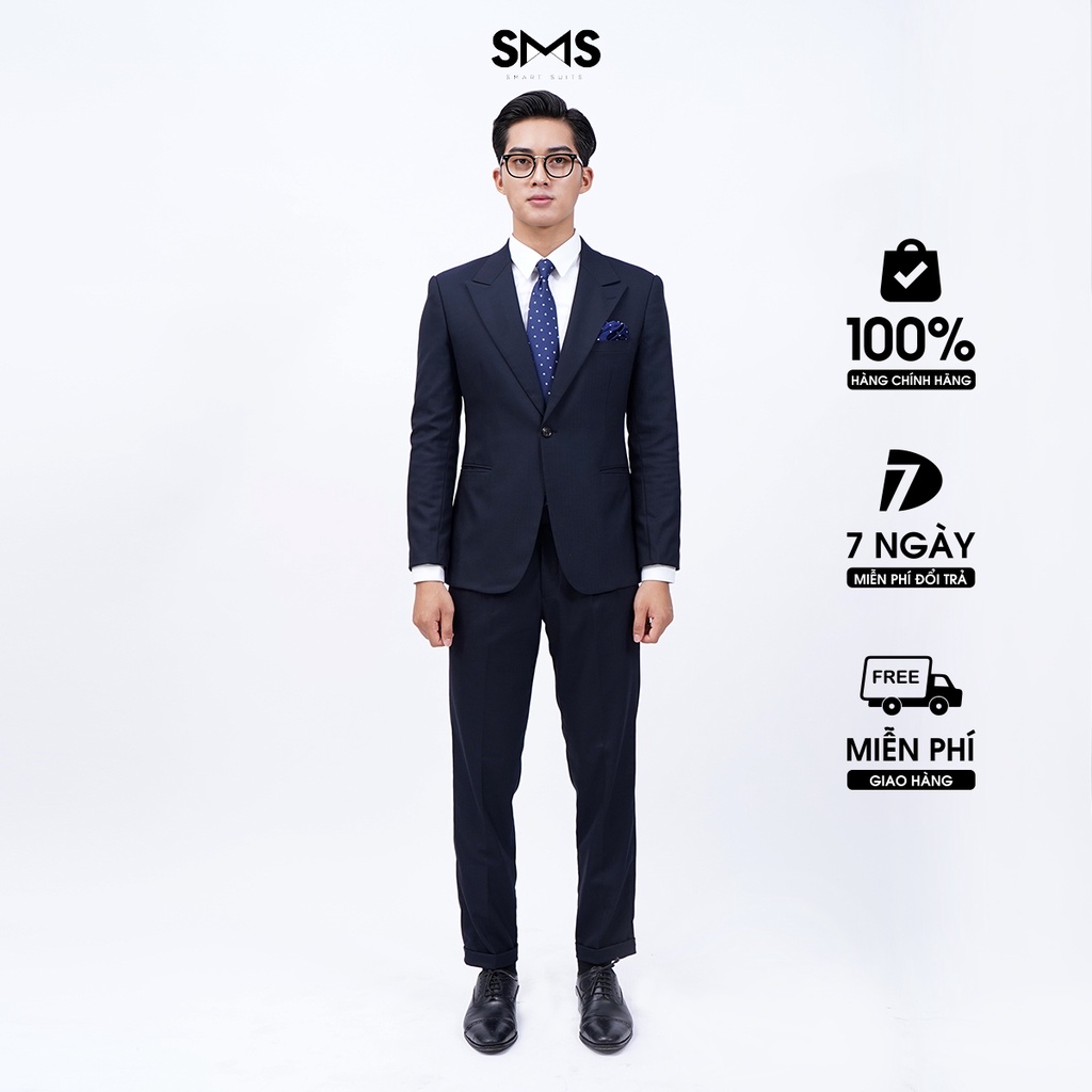 [Mã BMLTA35 giảm đến 35K đơn 99K] Vest nam Smart Suits xanh đen vân xương cá, suits sartorial