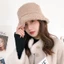 DARON Lambwool Xô Mũ Có Thể Điều Chỉnh Có Thể Gập Lại Chống Nắng Cừu Sang Trọng Thu Đông Cho Nữ Mũ Phong Cách Hàn Quốc
