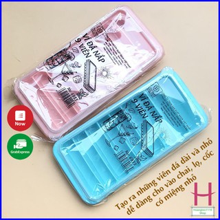 Vỉ đá, Khay đá có nắp 9 viên dài Nhựa Việt Nhật , khuôn thạch rau câu, kẹo dẻo cute MS:6933 { H }
