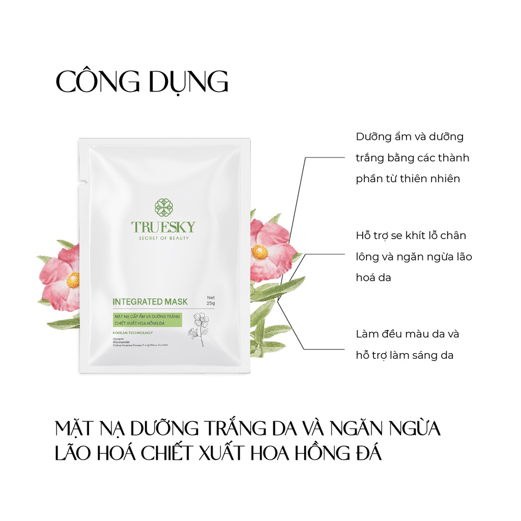 Ảnh Mặt nạ dưỡng trắng da và ngăn ngừa lão hoá Truesky Integrated Mask chiết xuất hoa hồng đá 25g 3
