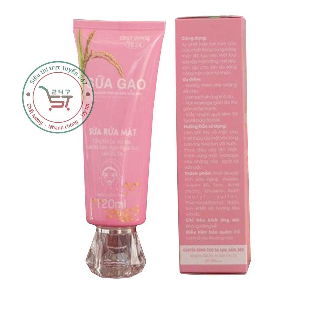 Sữa rửa mặt Trắng mịn Mờ sẹo Ngăn ngừa mụn Làm dịu da Sữa gạo Cosy White 120ml (hồng) chăm sóc da tại nhà hiệu quả
