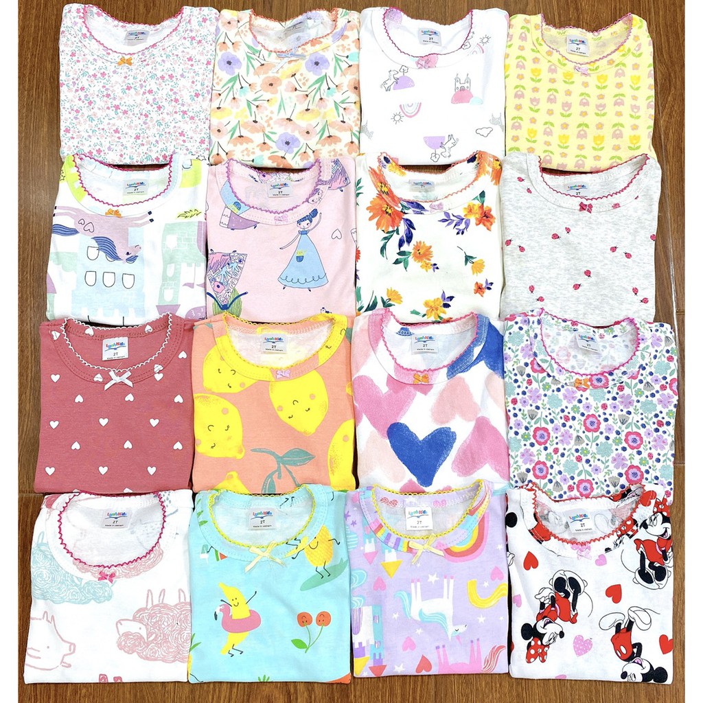 Bộ Cộc Tay Cotton 100 % Thoáng Mát In Nhiều Họa Tiết Siêu Xinh Cho Bé Gái (10-20kg)
