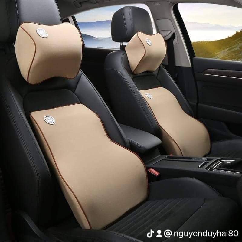 Bộ Gối Tựa Đầu và Tựa Lưng Cao Su Non Nguyên Khối Cao Cấp Siêu Đàn Hồi Chống Đau Mỏi