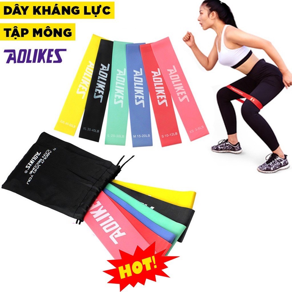 Bộ dây Miniband kháng lực Aolikes tập chân mông, phụ kiện tập gym