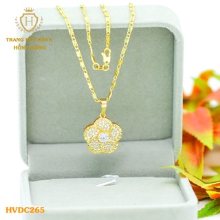 Dây Chuyền Nữ Titan, Vòng Cổ Mặt Đính Đá Xi Mạ Vàng Non 24k Cao Cấp - Trang Sức Hava Hong Kong