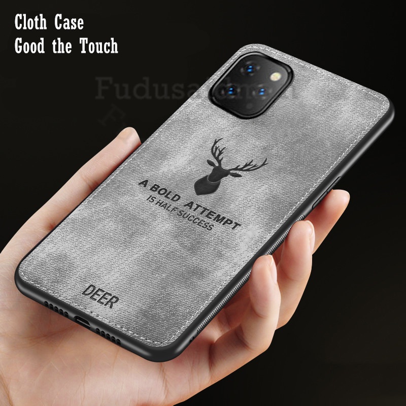 Ốp Điện Thoại Vải Chắc Chắn Tương Thích Cho iPhone 11 Pro Xs Max XR Xs X 8 7 Plus SE 2020 Họa Tiết Vải Nai Sừng Tấm Hươu Mềm