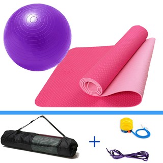Bộ Thảm Tập Yoga TPE 6mm 2 Lớp + Bóng Tập Yoga Da Trơn Cao Cấp Chính Hãng Đại Nam Sport
