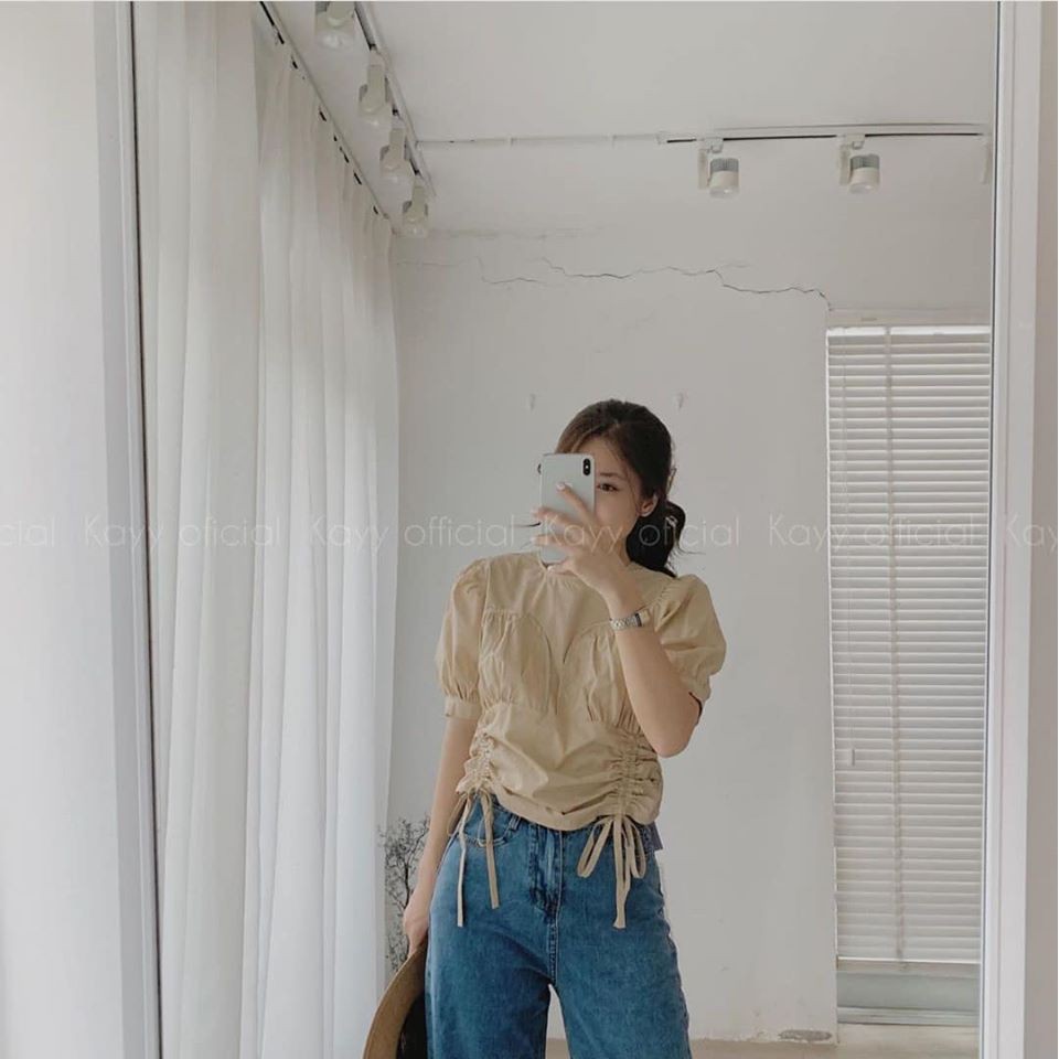 [ẢNH THẬT TRẢI SÀN] ÁO CROPTOP CHUN RÚT HAI BÊN HÔNG XINH XẮN GIÁ RẺ- MORA CROPTOP