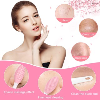 Bàn chải làm sạch mũi silicon Bàn chải làm đẹp Bàn chải mũi tay cầm dài Công cụ làm đẹp đa năng Bàn chải đầu đen để làm sạch lỗ chân lông tạo tác Bàn chải làm sạch góc chết mặt