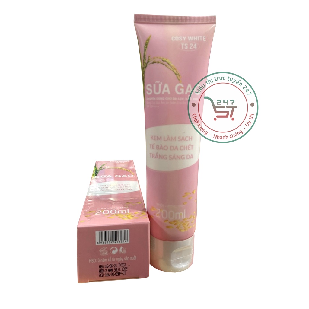 Kem làm sạch tế bào da chết trắng sáng da Sữa gạo Cosy White 200ml (hồng) chăm sóc da tại nhà hiệu quả